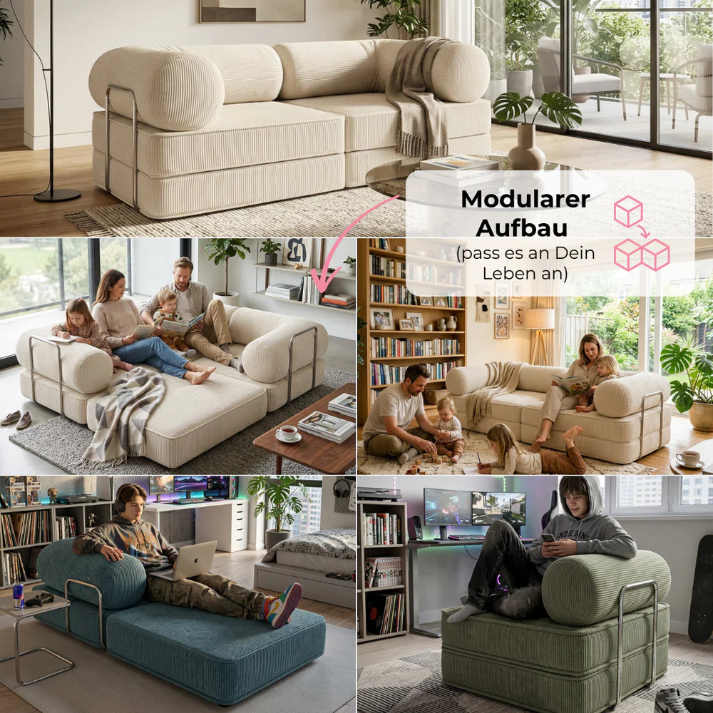 Design4Kids Family Sofa Duo 2-Sitzer Jewel Cord 200