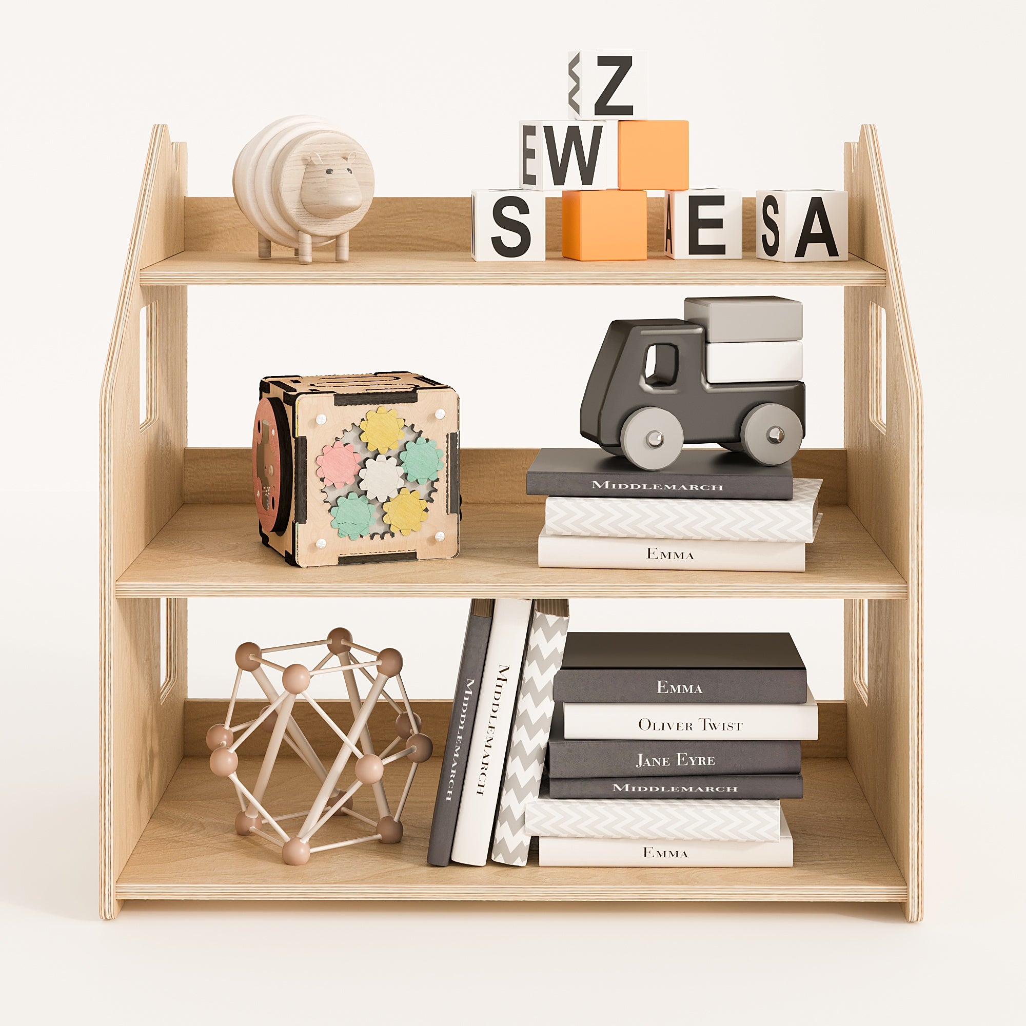 Design4Kids Montessori Spielzeugregal für Kinder – Natur