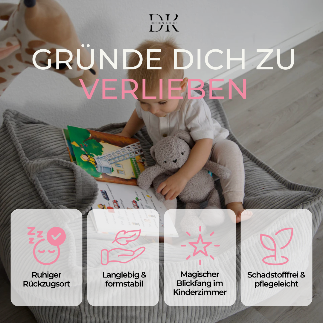 Design4Kids Kinder-Sitzsack Jewel Cord als Sessel