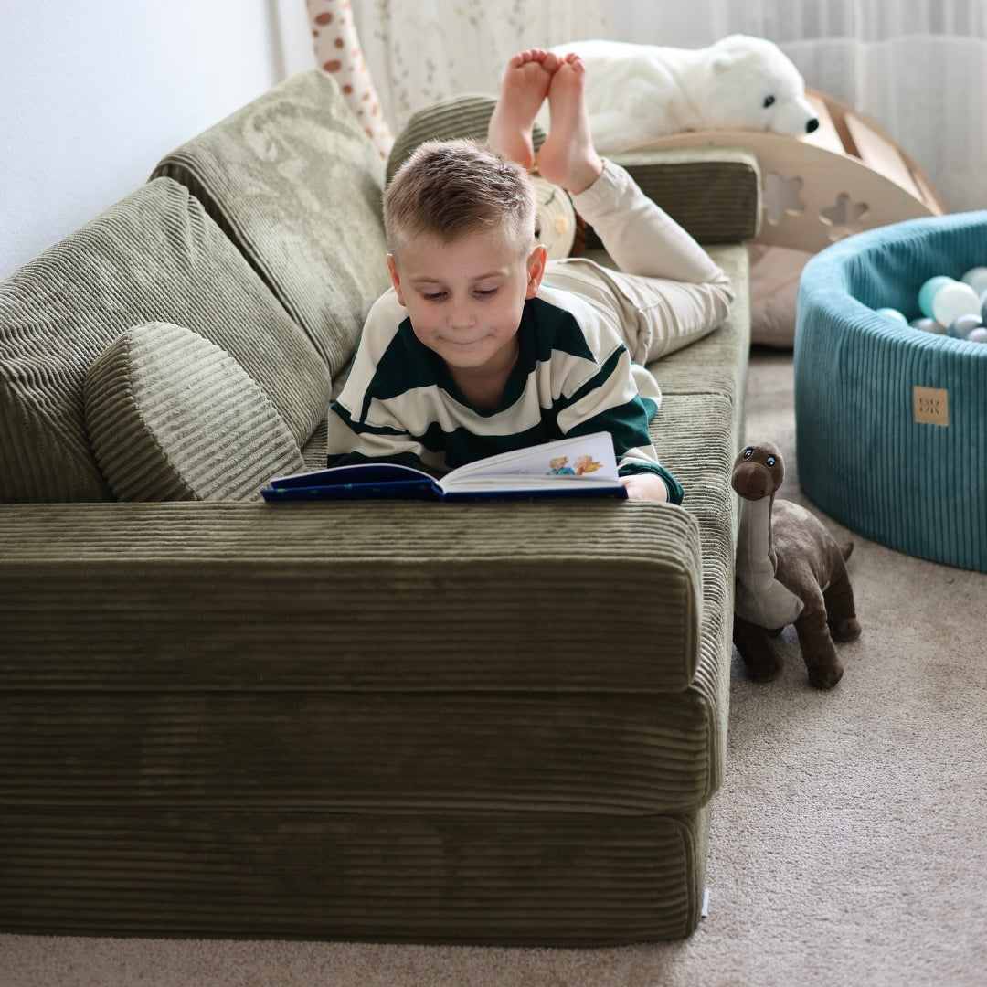Design4Kids XXL Spielsofa Cord Grande - pine olive