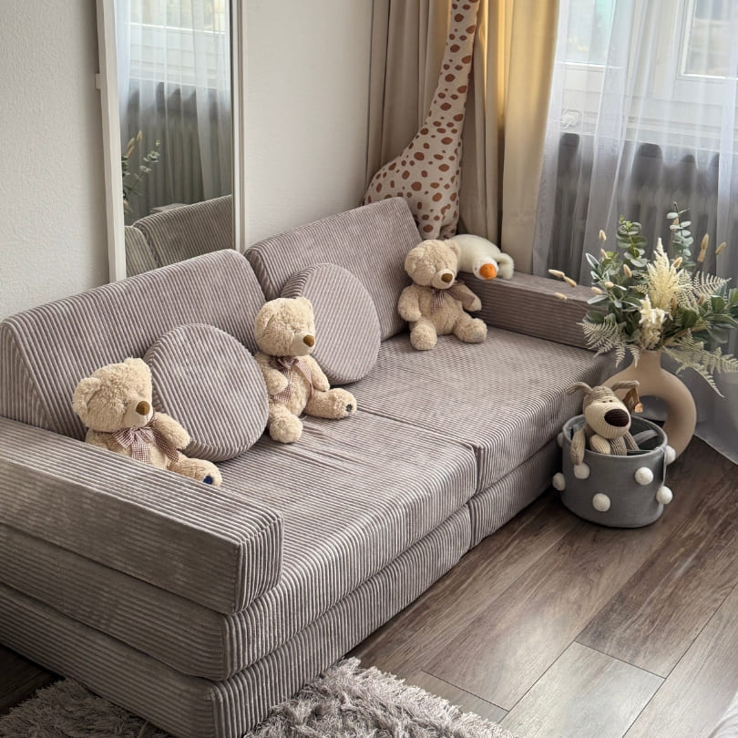 Design4Kids XXL Spielsofa Cord Grande - cloudy grey