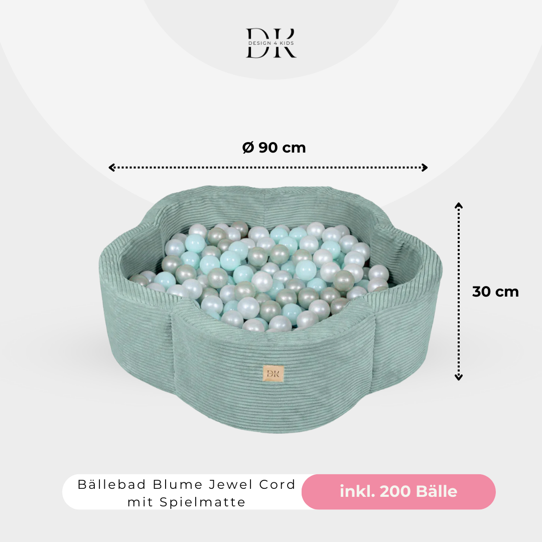 Design4Kids Bällebad Blume Jewel Cord mit Spielmatte, 200 Bälle - eigene Farbauswahl