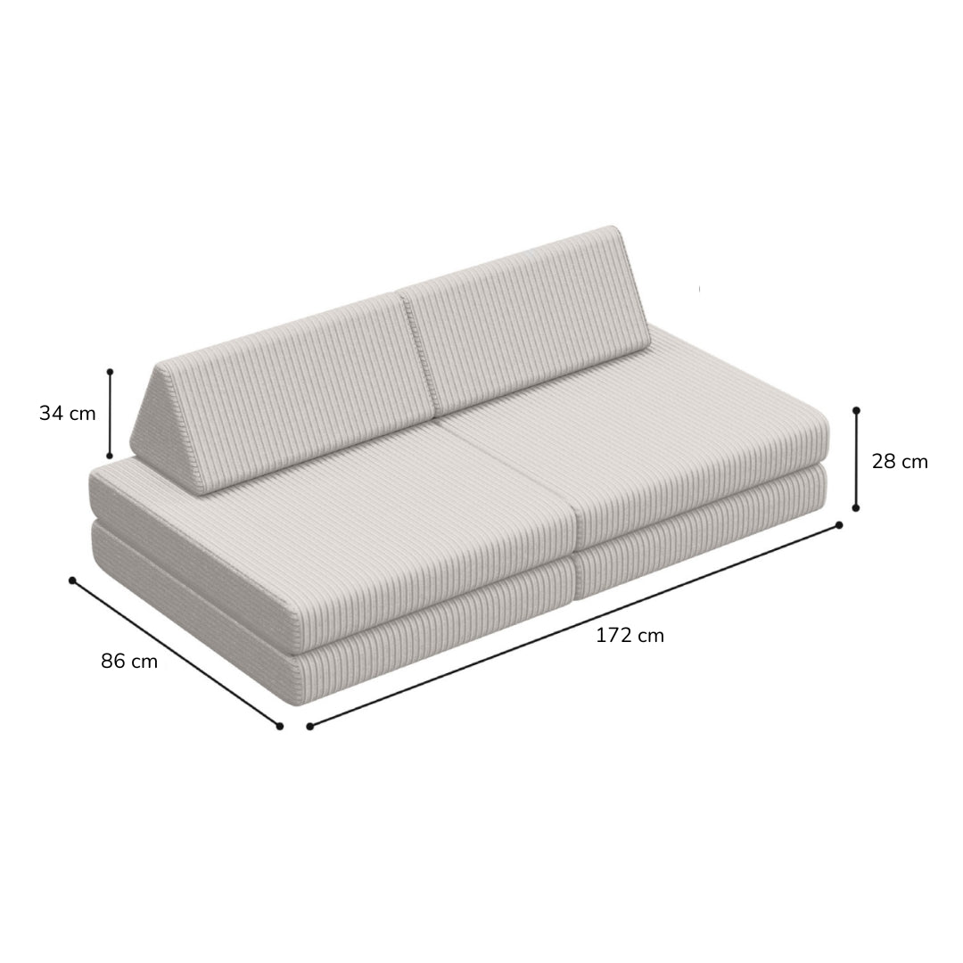 Design4Kids XXL Spielsofa Cord Grande Classic - cloudy grey