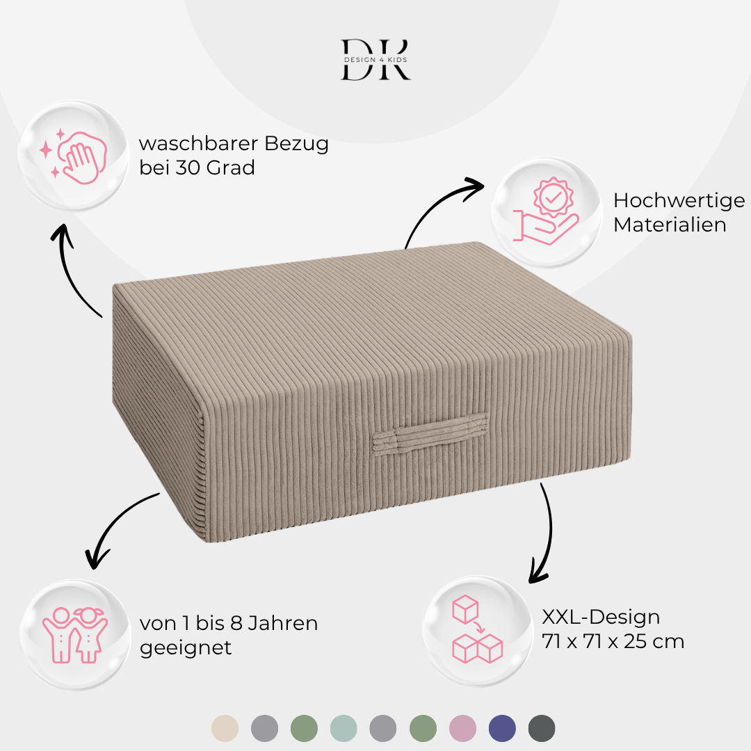 Design4Kids Hüpfpolster Cord Grande - 71x71 cm