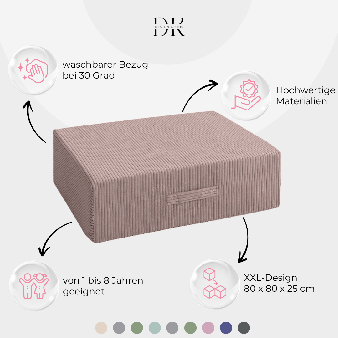 Design4Kids Hüpfpolster Cord Grande - 80x80 cm