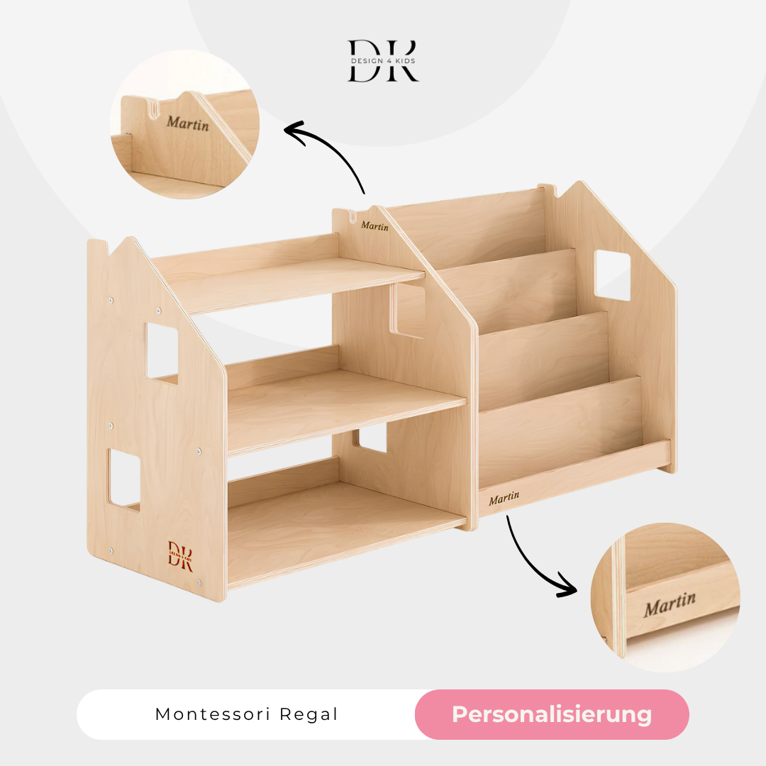 Design4Kids Montessori Spielzeugregal für Kinder – Natur