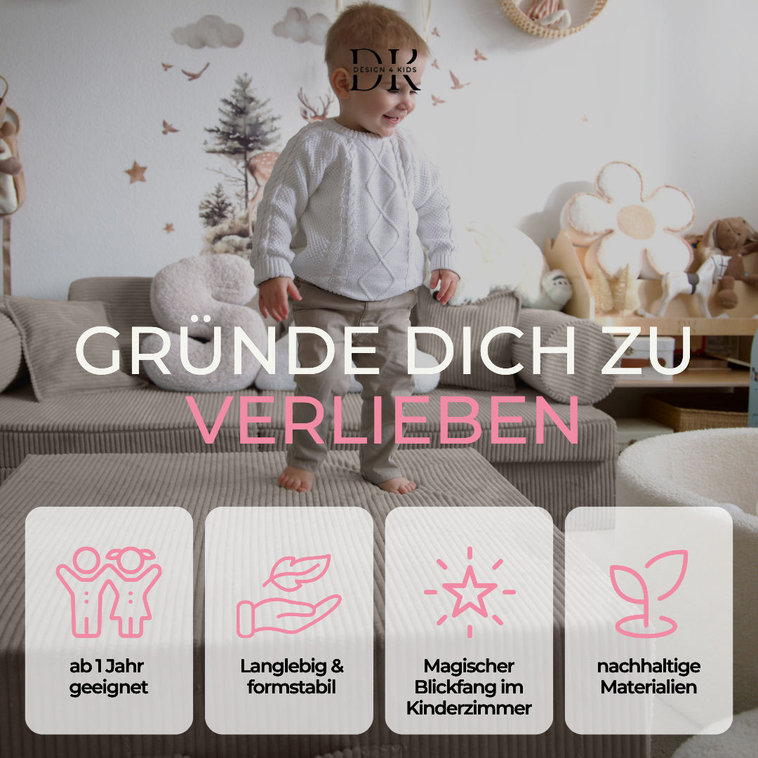 Design4Kids XXL Hüpfpolster Cord Grande - 86x86 cm