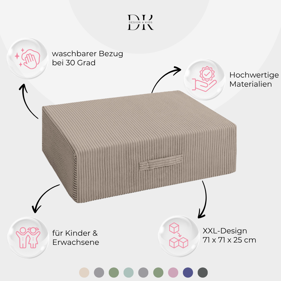 Design4Kids Hüpfpolster Cord Grande - 71x71 cm
