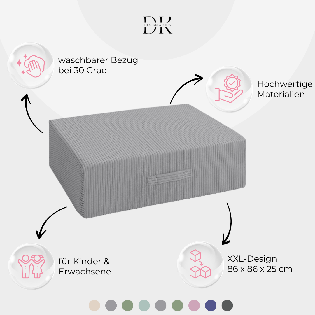 Design4Kids XXL Hüpfpolster Cord Grande - 86x86 cm