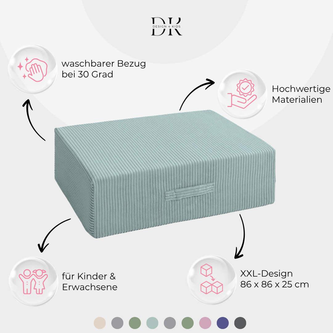 Design4Kids XXL Hüpfpolster Cord Grande - 86x86 cm