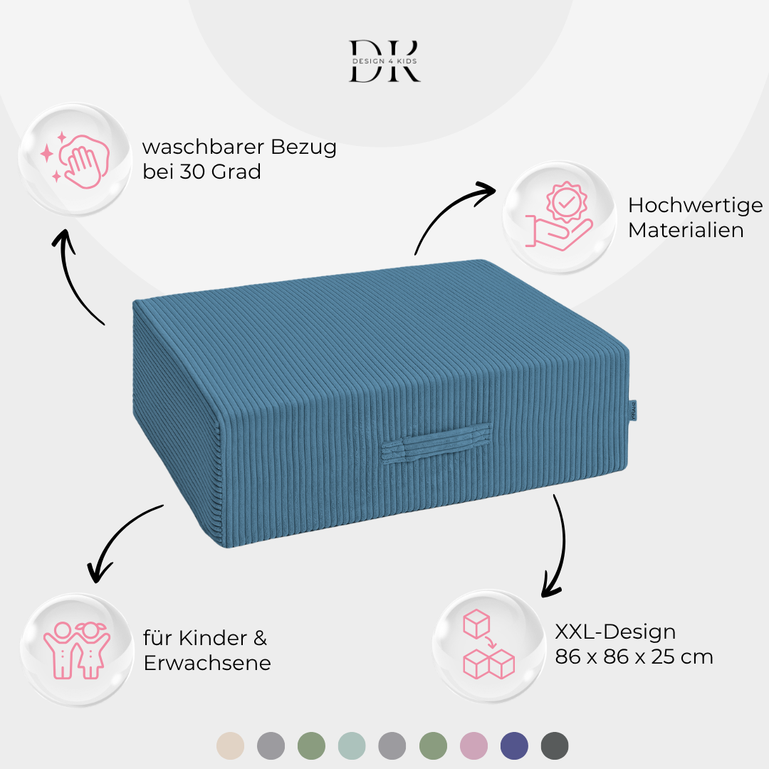 Design4Kids XXL Hüpfpolster Cord Grande - 86x86 cm