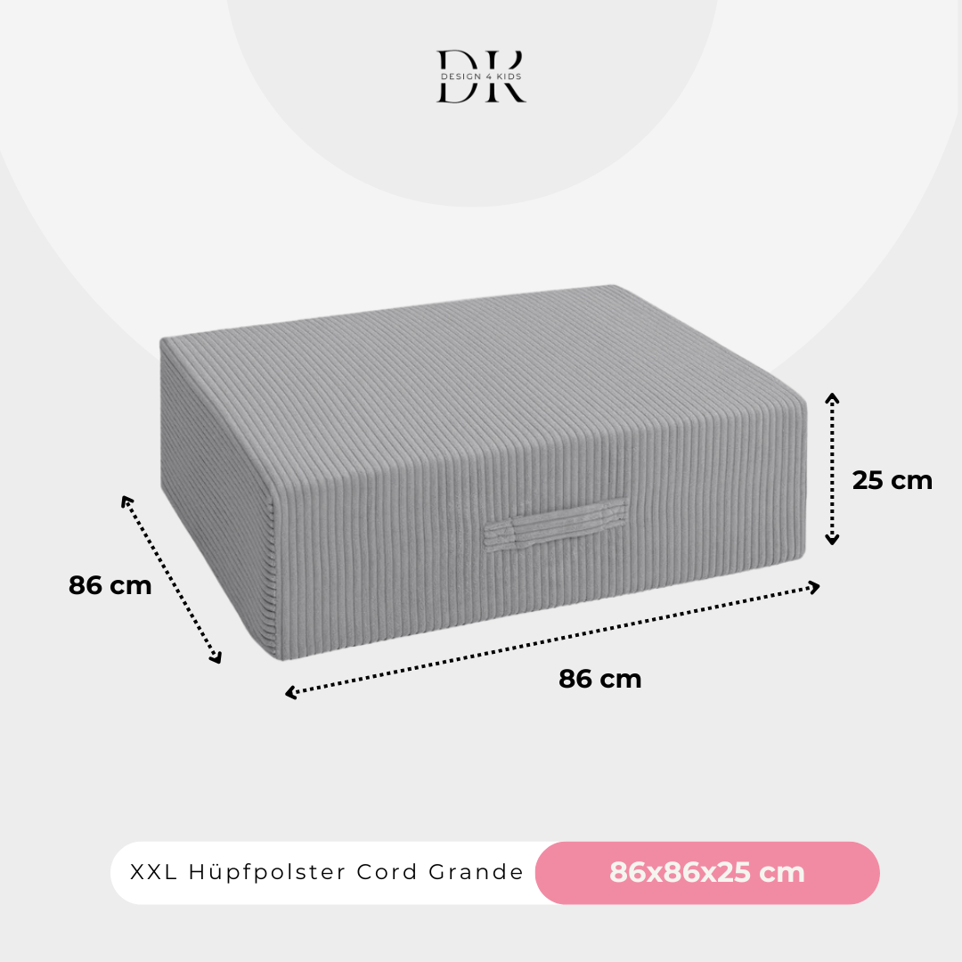 Design4Kids XXL Hüpfpolster Cord Grande - 86x86 cm