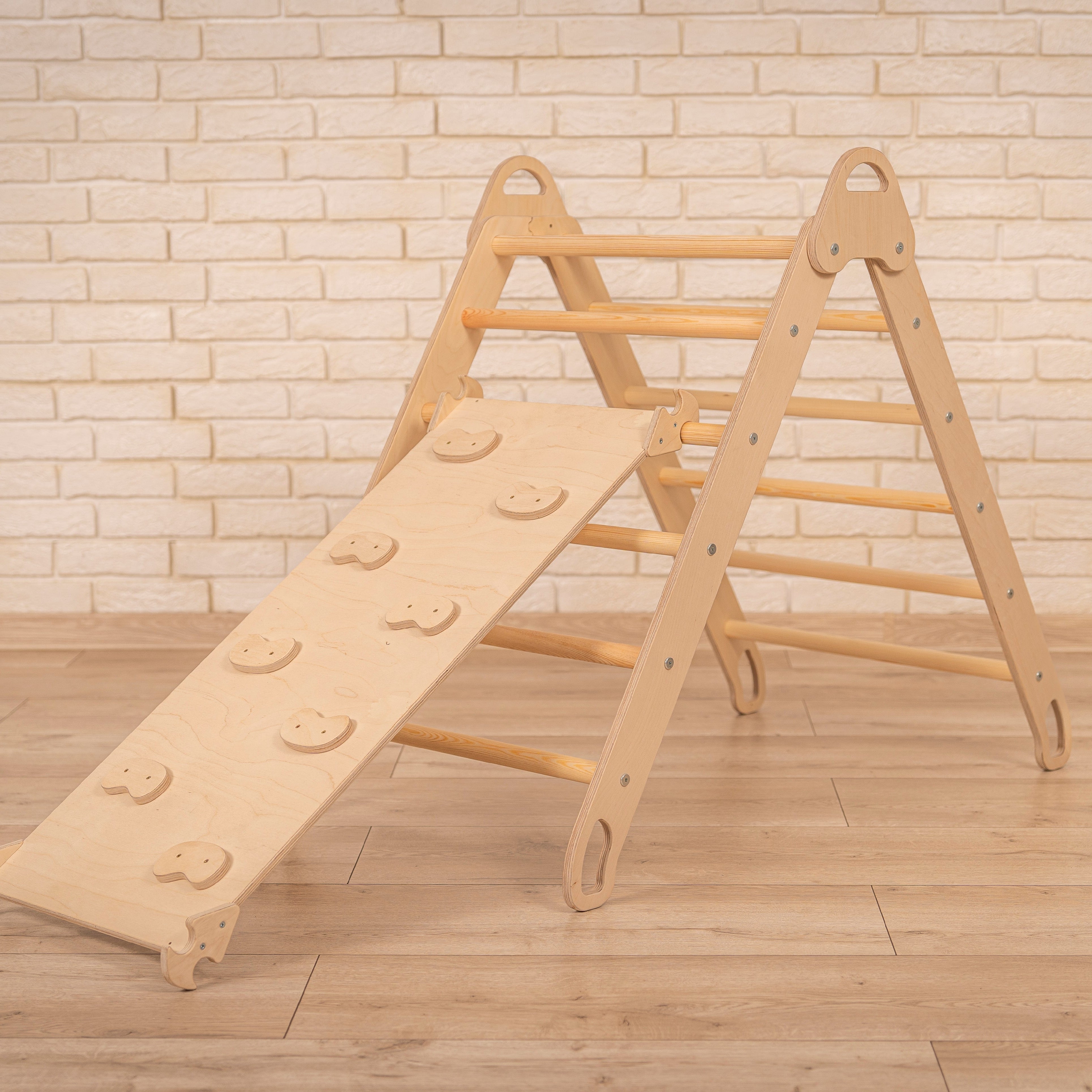 Design4Kids 3-in-1 Montessori Kletterset L - Kletterdreieck, Rutsche & Wippe