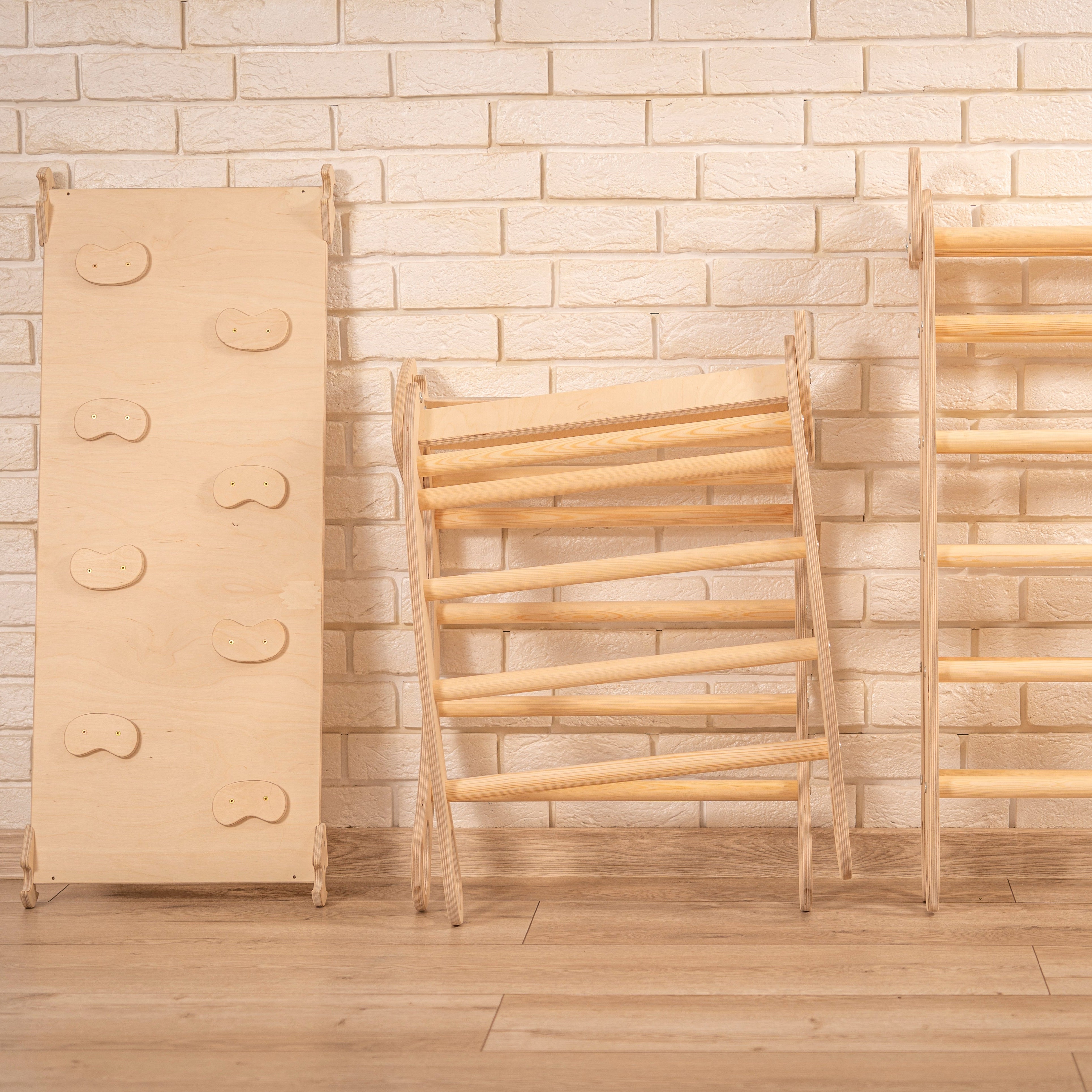 Design4Kids 3-in-1 Montessori Kletterset L - Kletterdreieck, Rutsche & Wippe