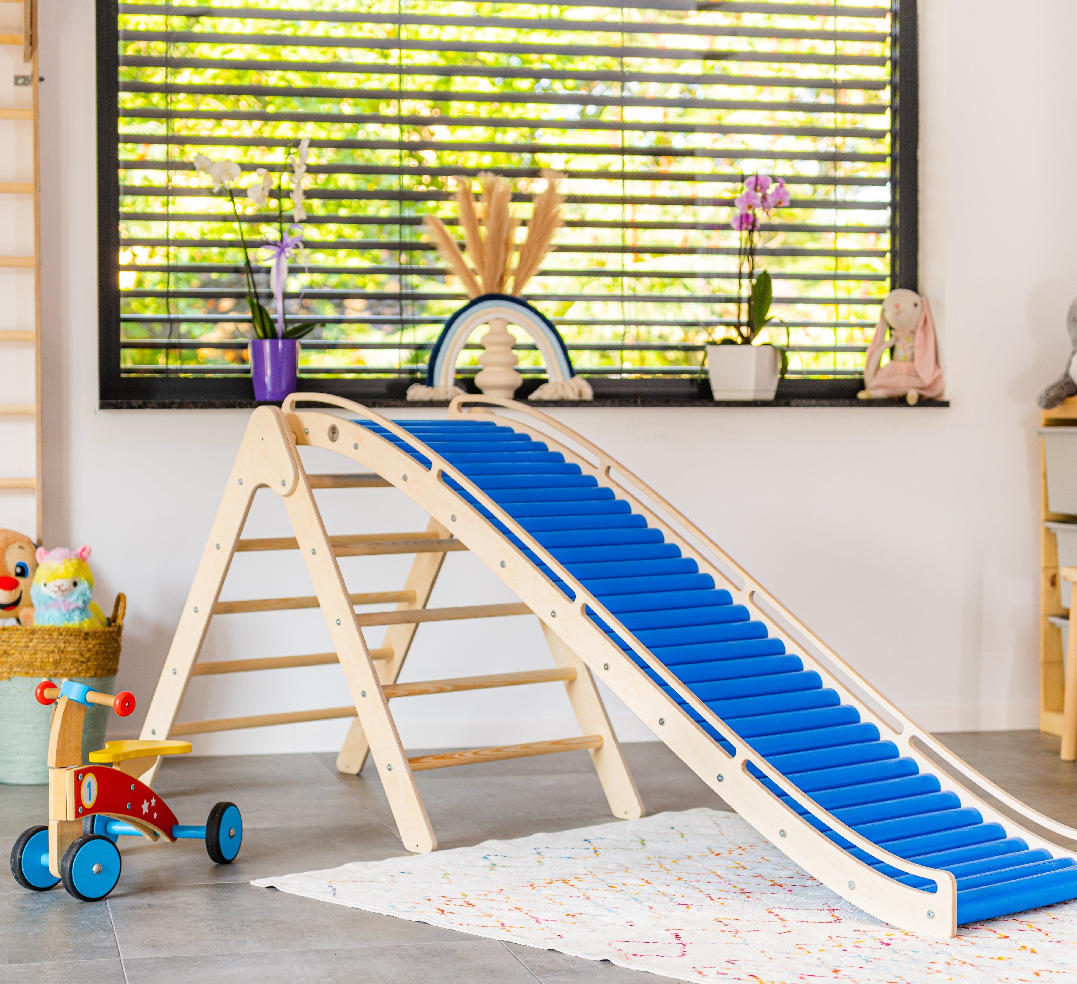 Design4Kids 2-in-1 Montessori Kletterset XL - Kletterdreieck mit Wellenrutsche