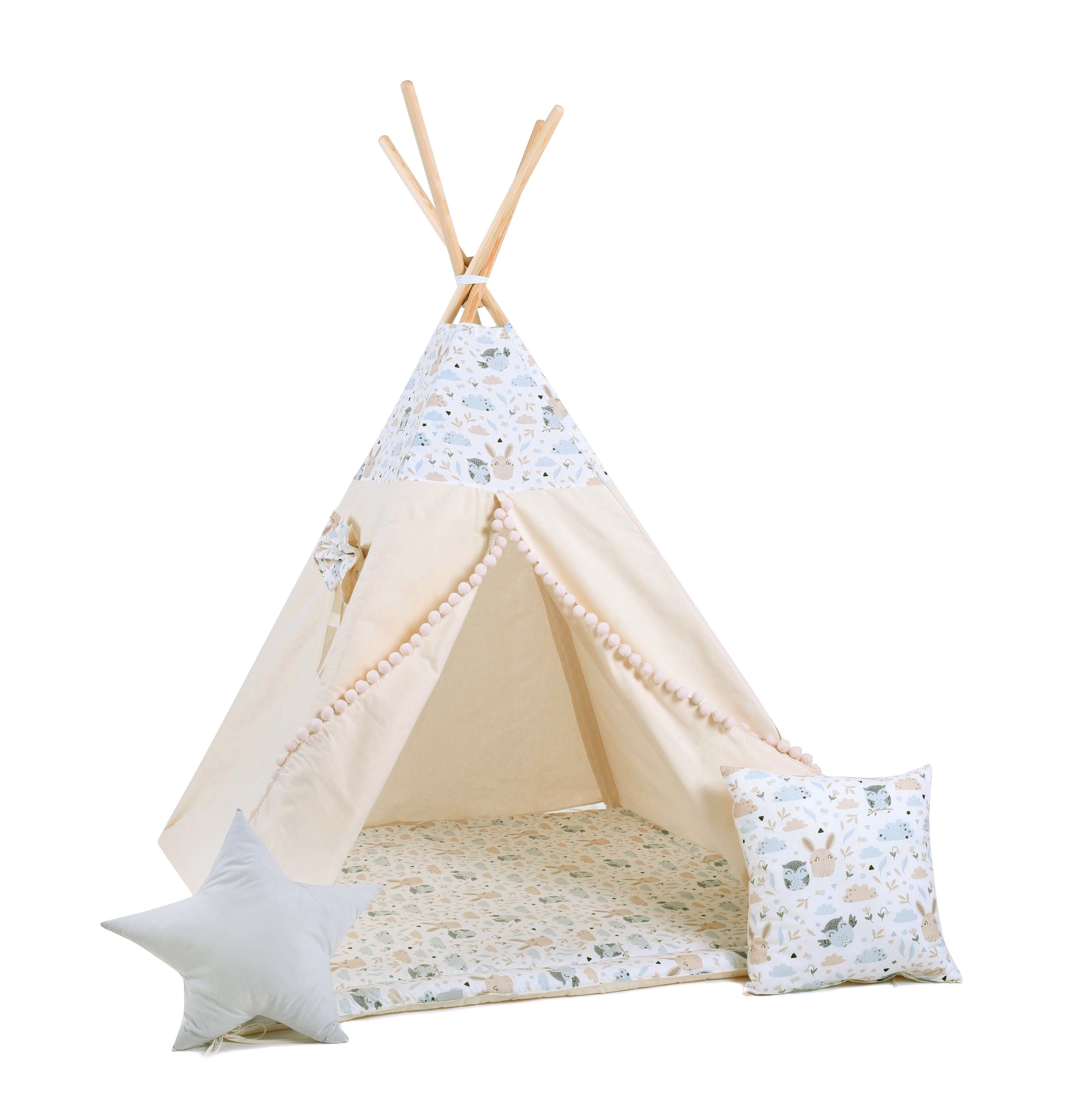 Design4Kids Tipi-Zelt L-Set Pastel Friends - beige