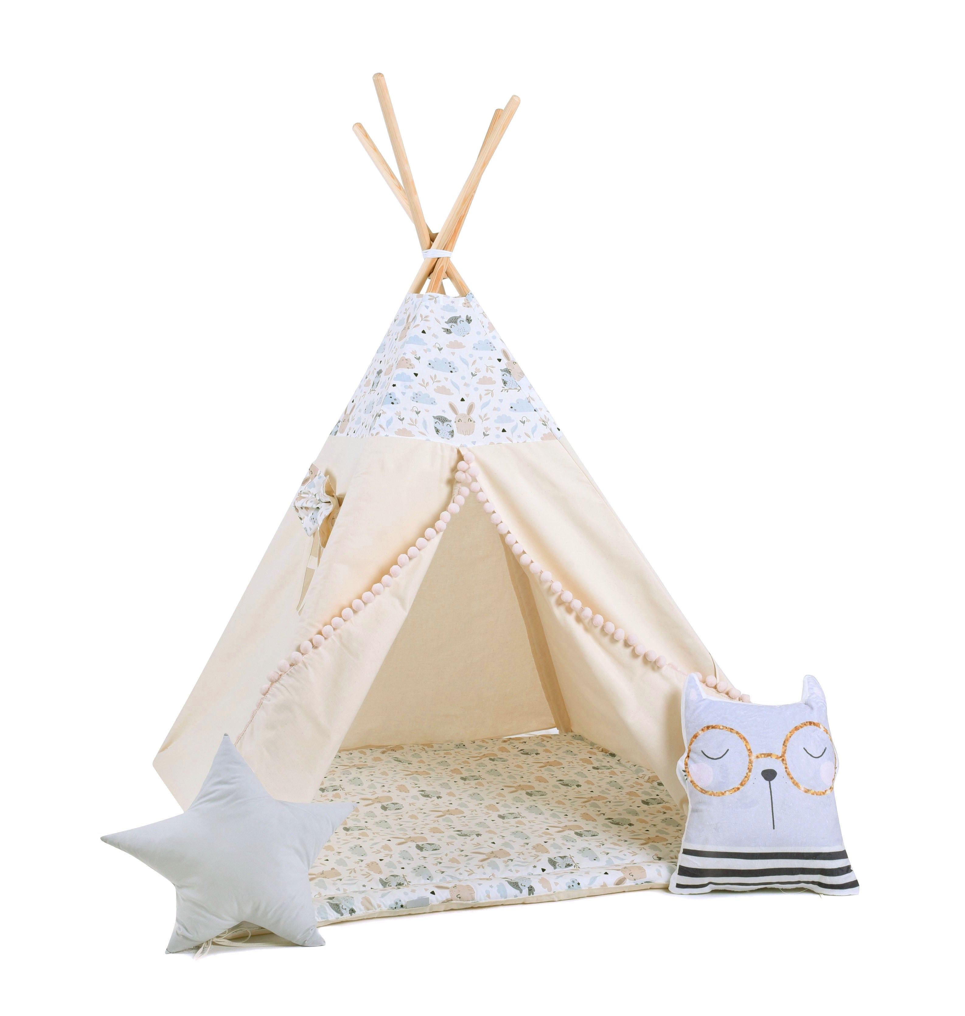 Design4Kids Tipi-Zelt M-Special Set Pastel Friends Dog - beige