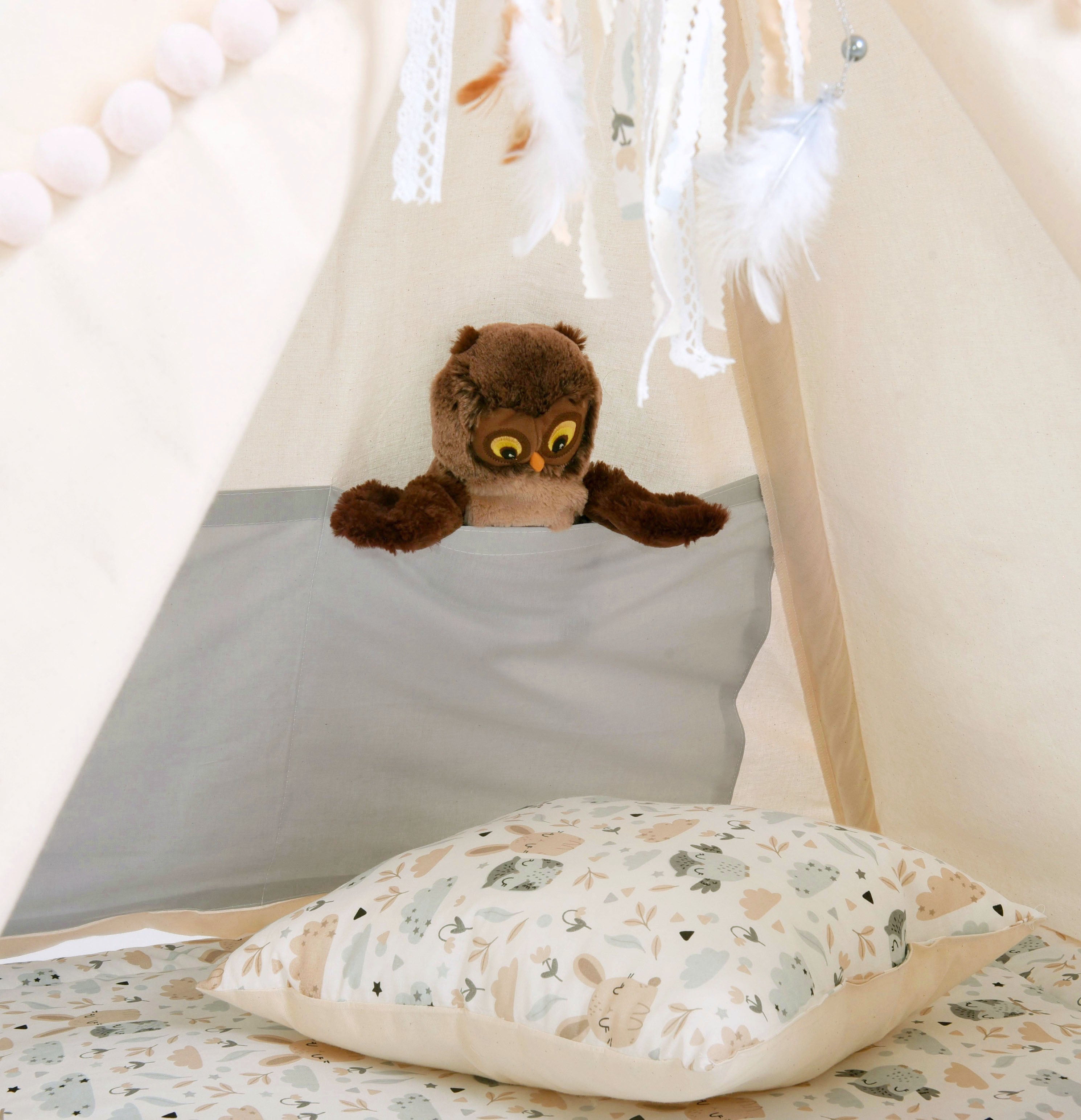 Design4Kids Tipi-Zelt M-Special Set Pastel Friends Squirrel - beige