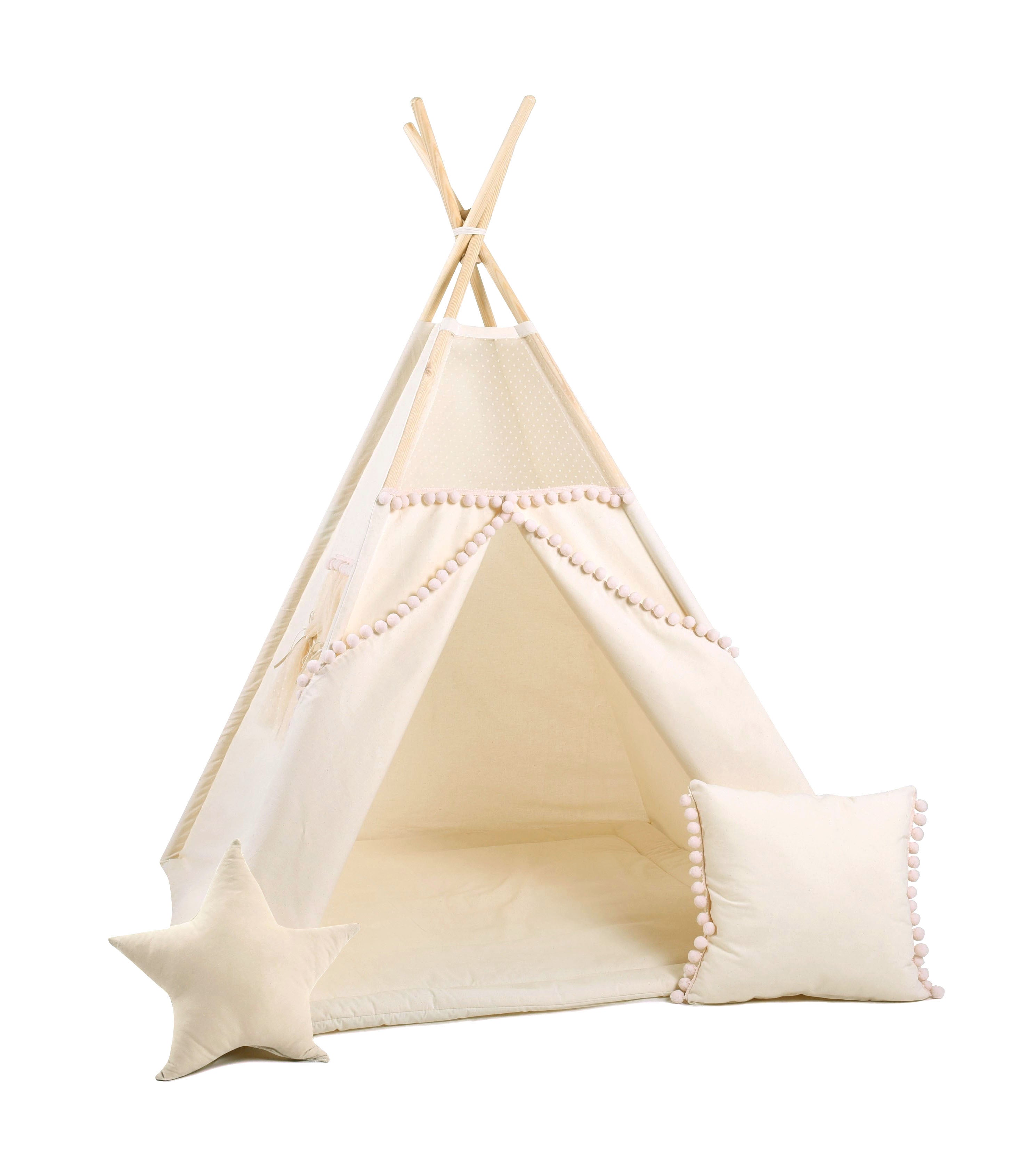 Design4Kids Tipi-Zelt M-Set Beady Mist  - creme