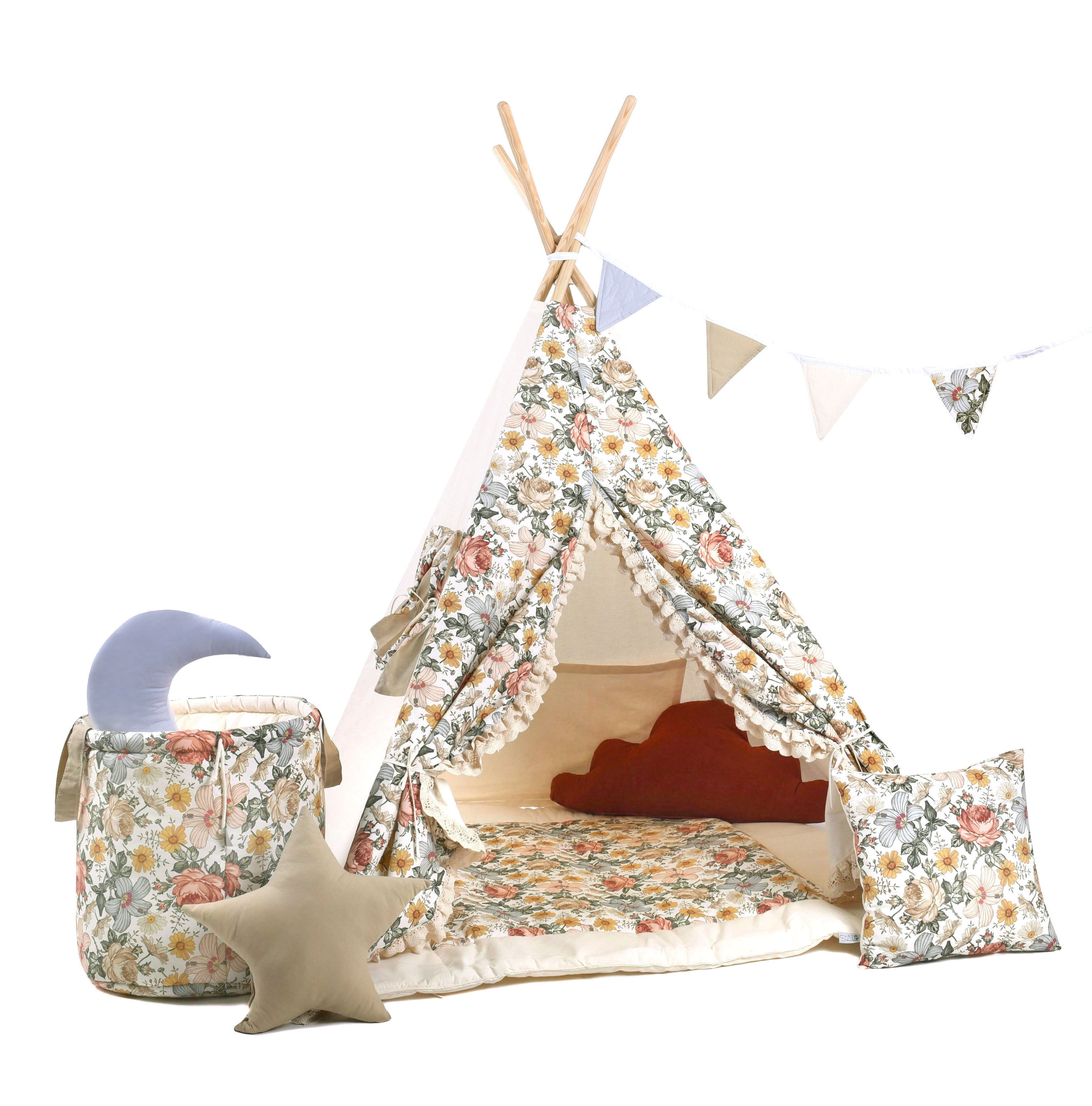 Design4Kids Tipi-Zelt XXL-Set Sweet Idyll - beige