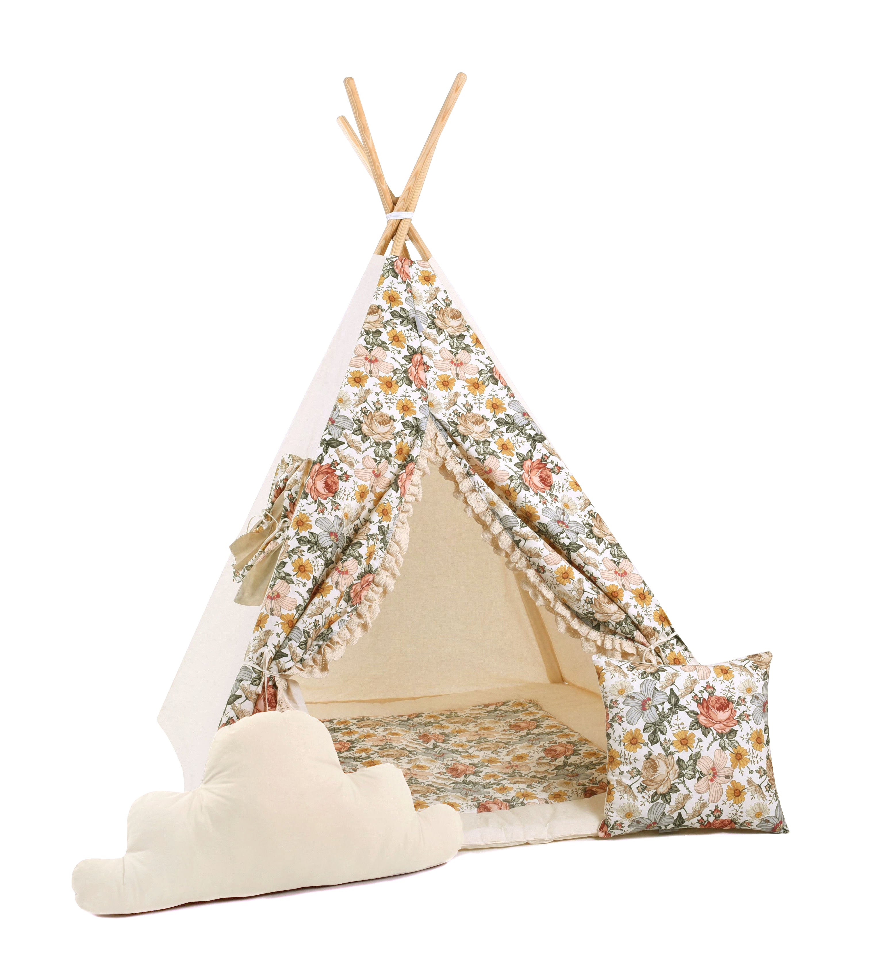 Design4Kids Tipi-Zelt M-Set Sweet Idyll - beige