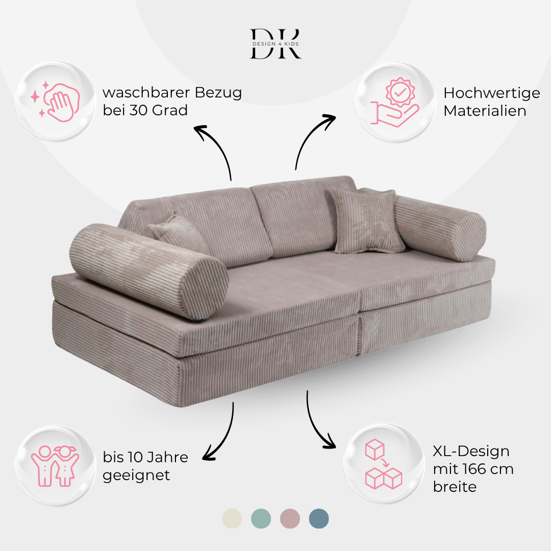 Design4Kids XL Spielsofa Cord Puero