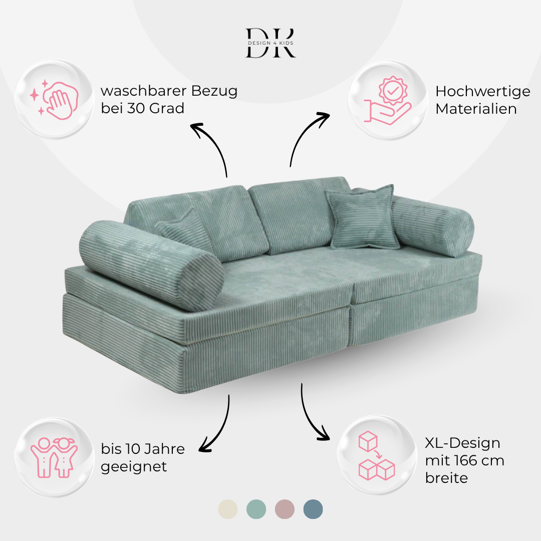 Design4Kids XL Spielsofa Cord Puero