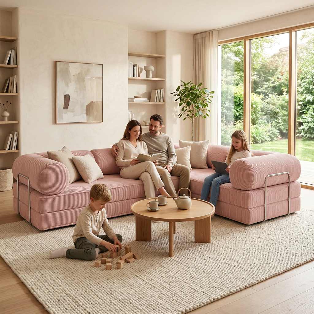Design4Kids Family Ecksofa 3-Sitzer Jewel Cord Corner 300