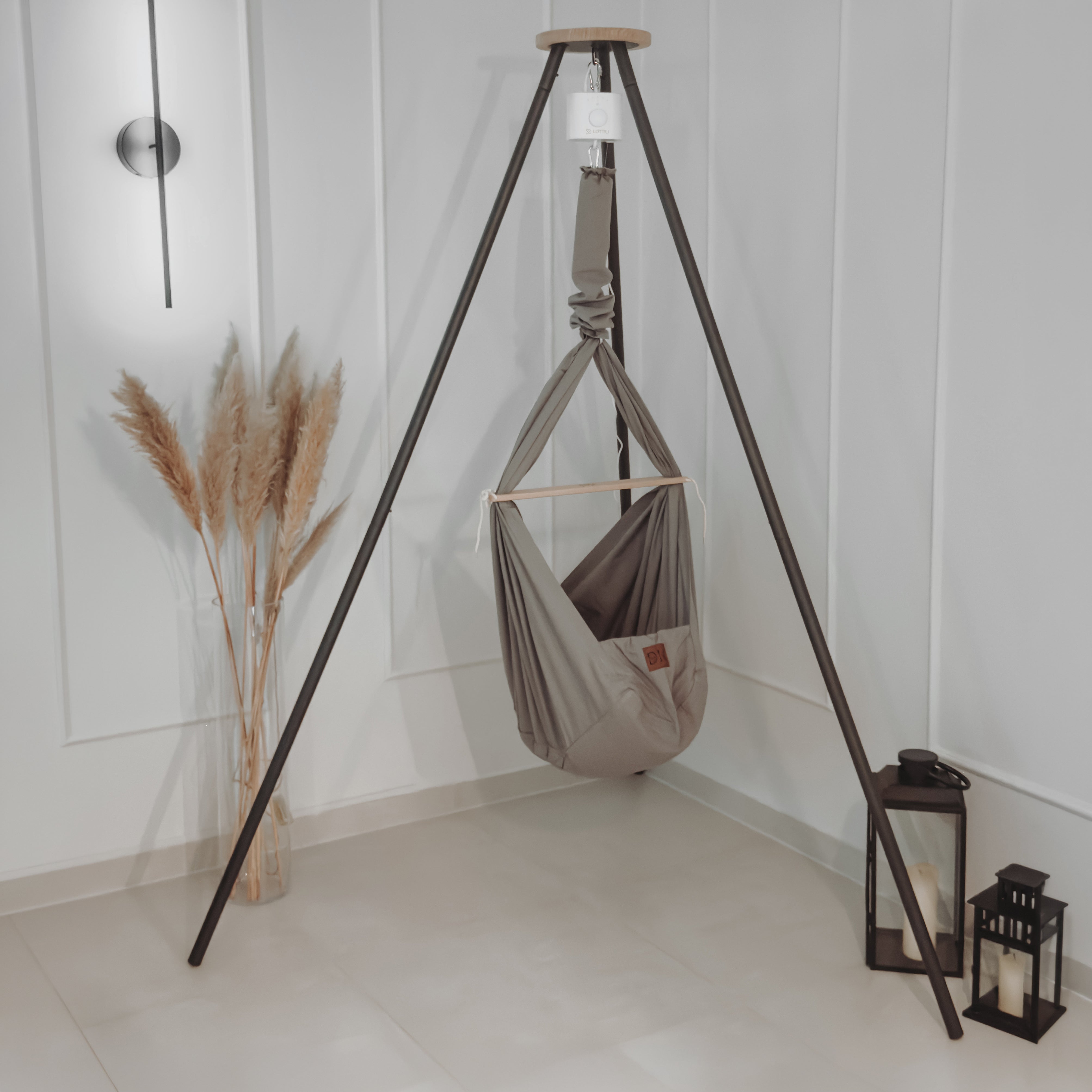 Design4Kids Federwiege Baby Classic, Bio-Baumwolle mit Motor & TIPI-Gestell