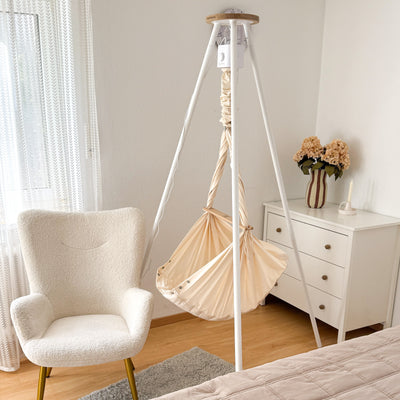 Design4Kids Federwiege Baby Classic, Bio-Baumwolle mit Motor & TIPI-Gestell