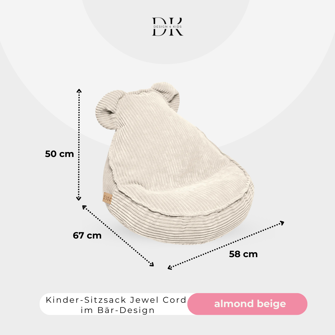 Design4Kids Kinder-Sitzsack Jewel Cord im Bär-Design