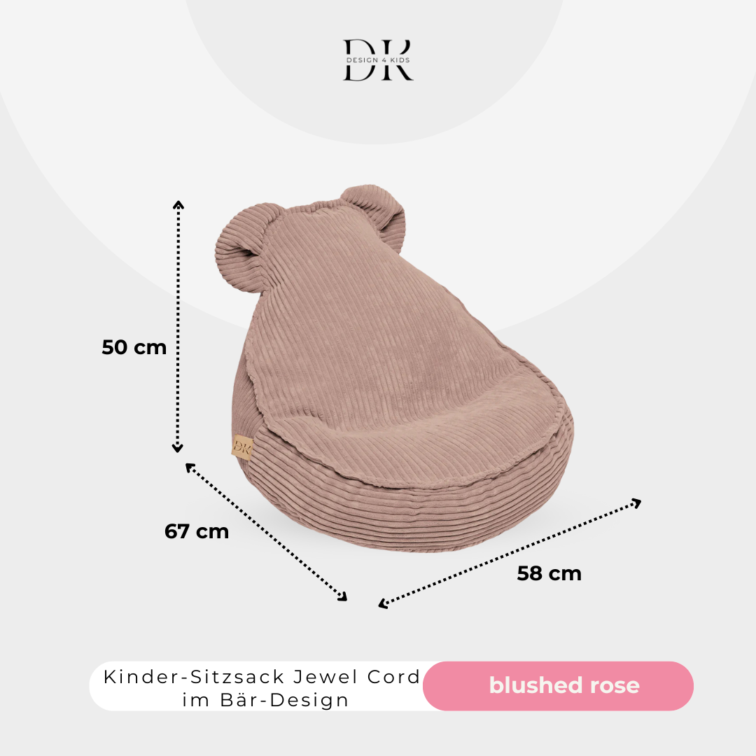 Design4Kids Kinder-Sitzsack Jewel Cord im Bär-Design