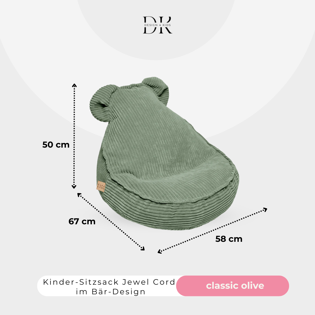 Design4Kids Kinder-Sitzsack Jewel Cord im Bär-Design