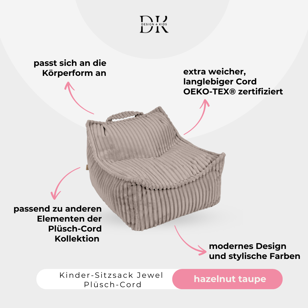 Design4Kids Kinder-Sitzsack Jewel Plüsch-Cord