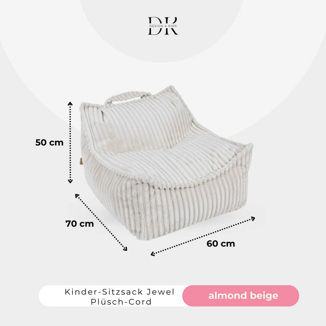 Design4Kids Kinder-Sitzsack Jewel Plüsch-Cord