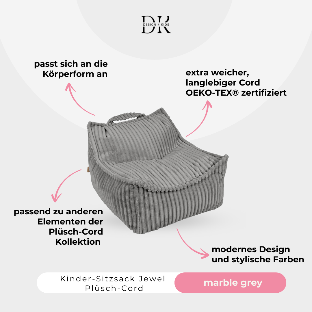 Design4Kids Kinder-Sitzsack Jewel Plüsch-Cord