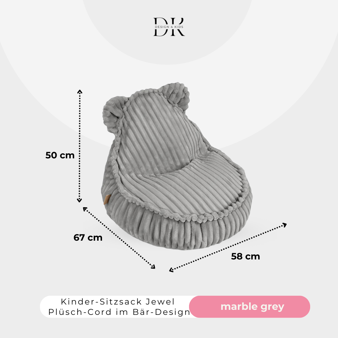 Design4Kids Kinder-Sitzsack Jewel Plüsch-Cord im Bär-Design