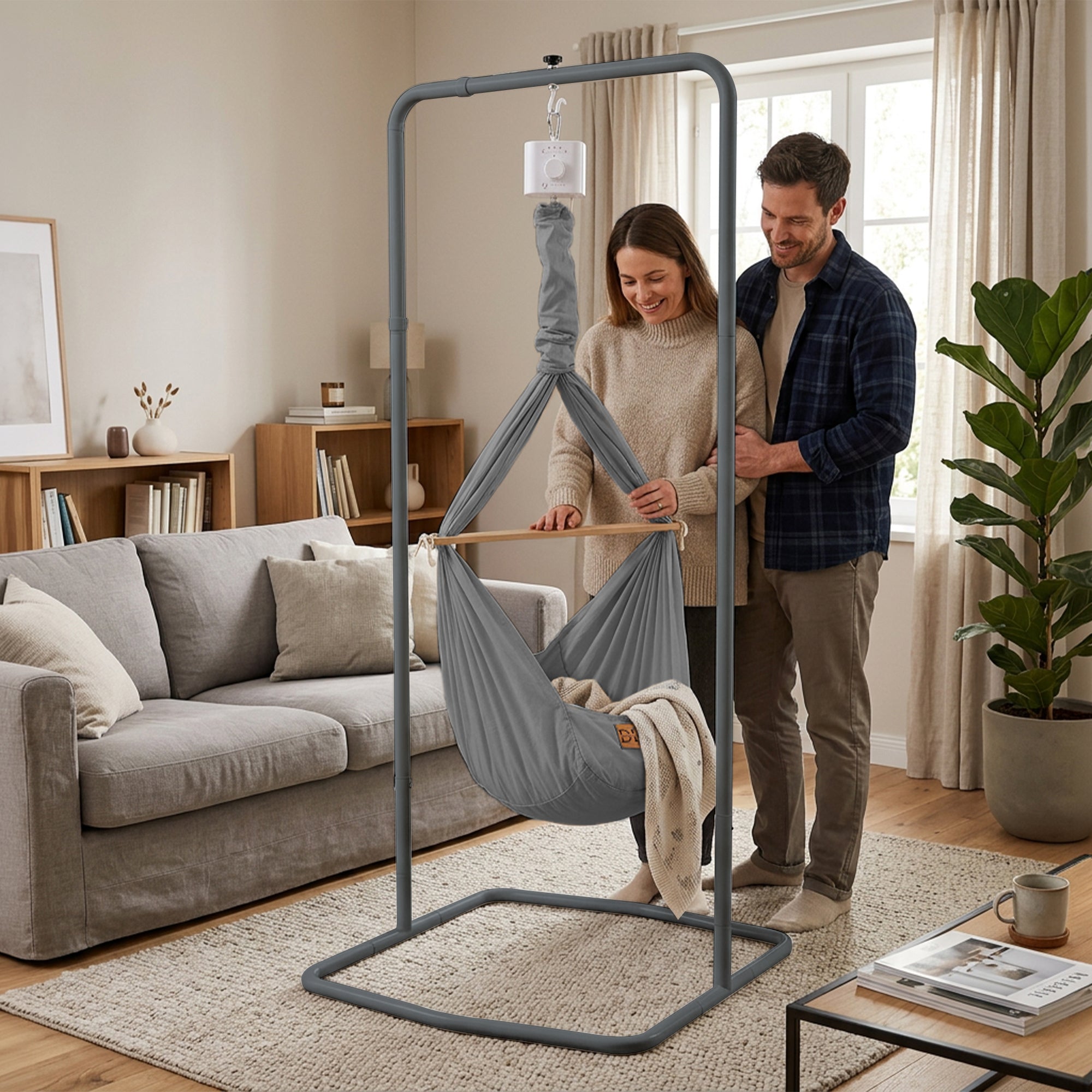 Design4Kids Federwiege Baby Classic, Bio-Baumwolle mit Motor & Komfort-Gestell
