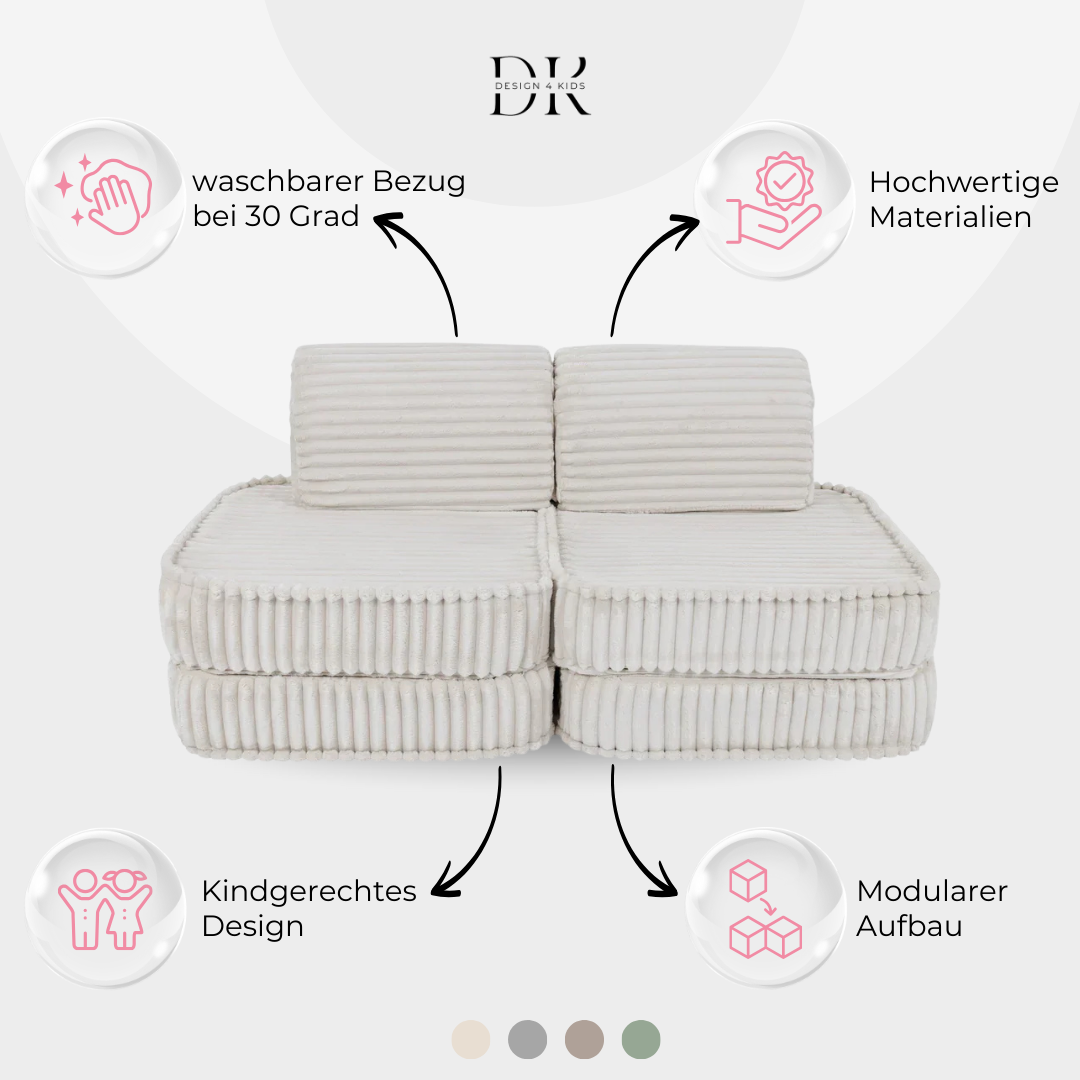 Design4Kids Mini Spielsofa Jewel Plüsch-Cord Basic