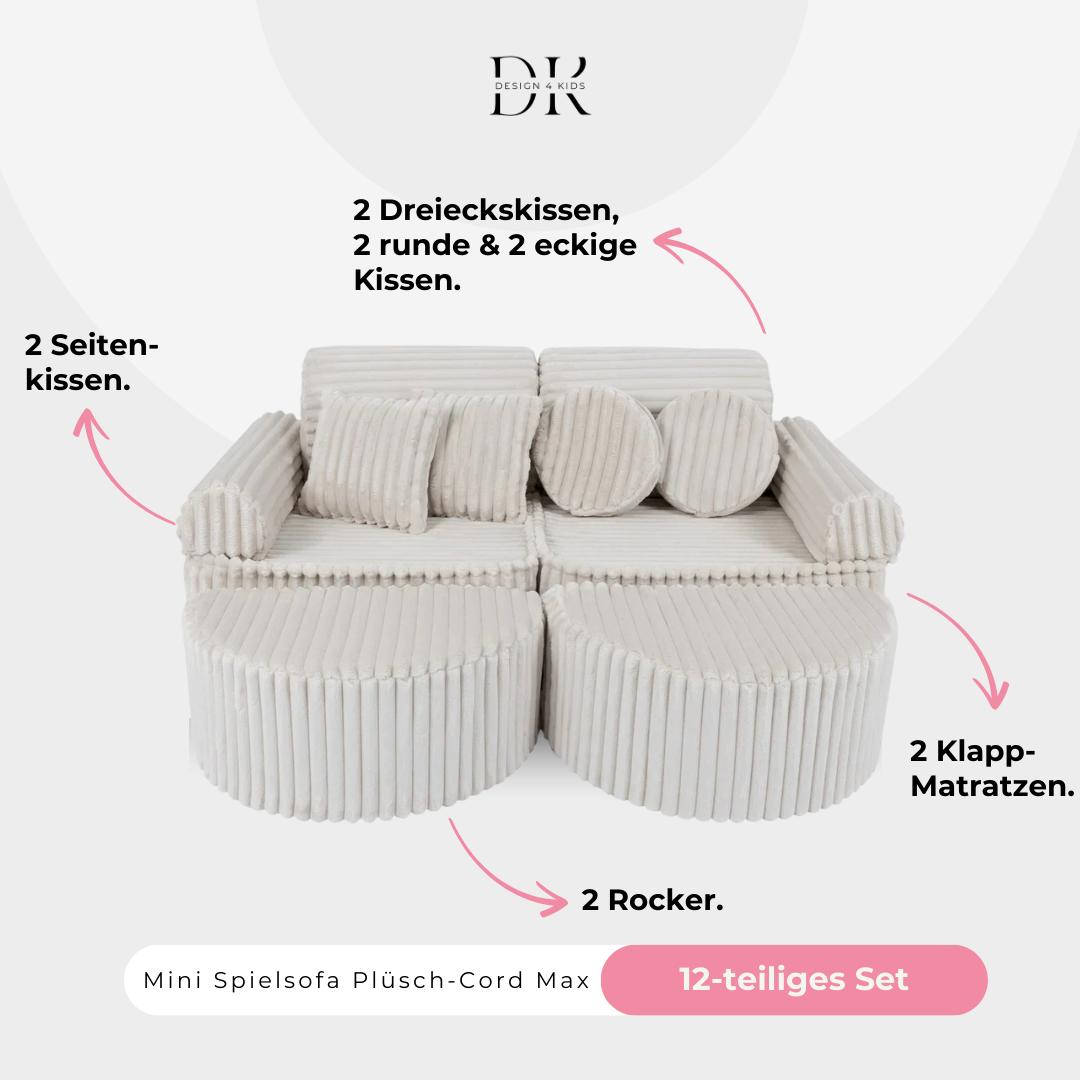 Design4Kids Mini Spielsofa Jewel Plüsch-Cord Max