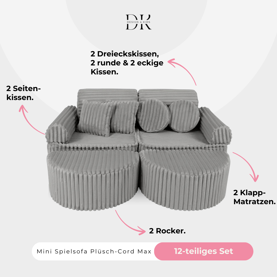 Design4Kids Mini Spielsofa Jewel Plüsch-Cord Max