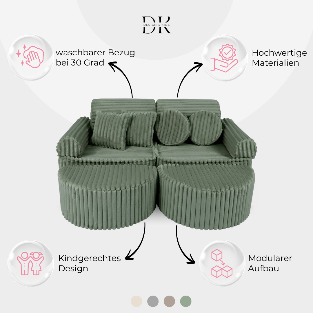 Design4Kids Mini Spielsofa Jewel Plüsch-Cord Max