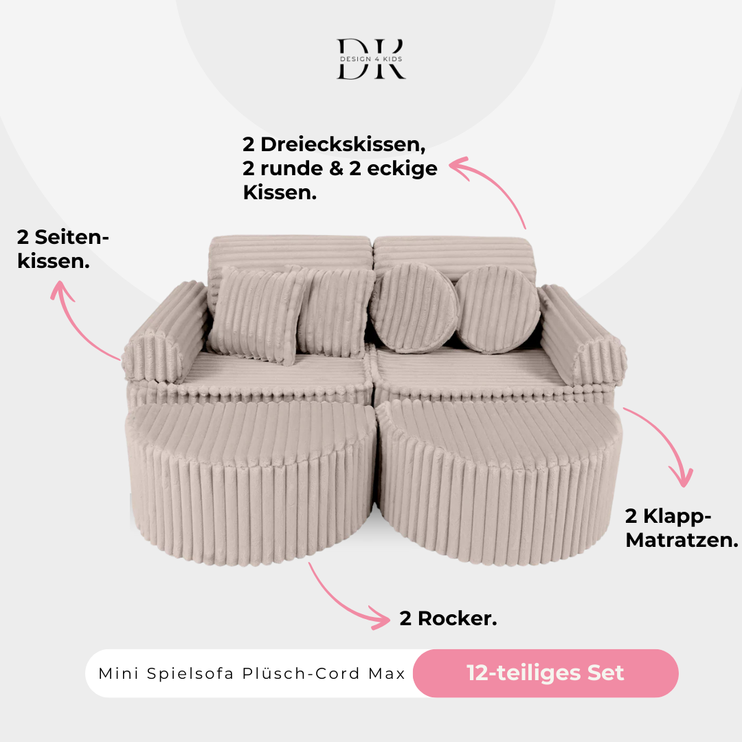 Design4Kids Mini Spielsofa Jewel Plüsch-Cord Max