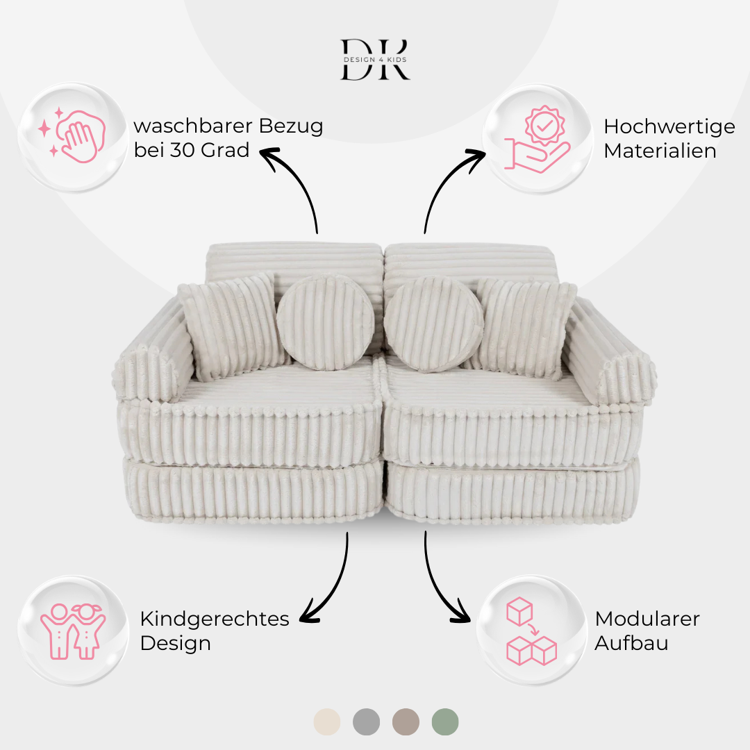 Design4Kids Mini Spielsofa Jewel Plüsch-Cord Plus