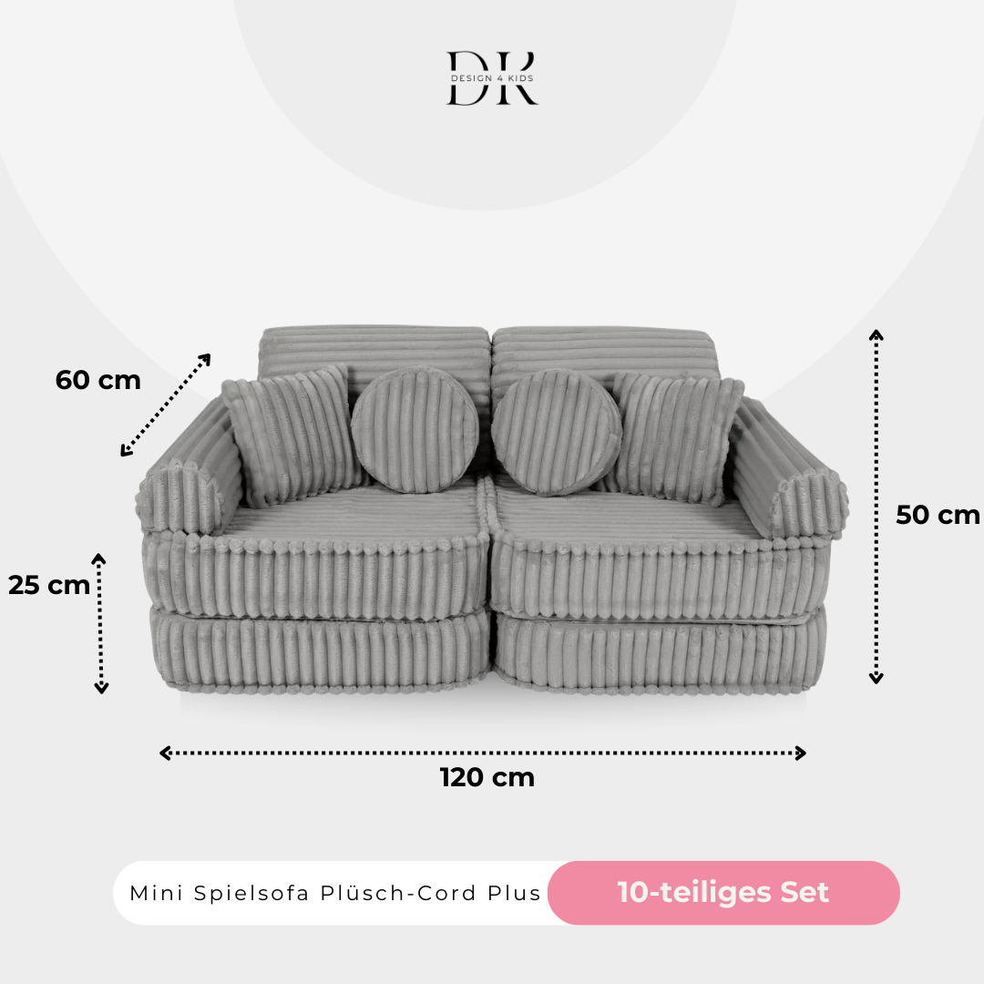Design4Kids Mini Spielsofa Jewel Plüsch-Cord Plus
