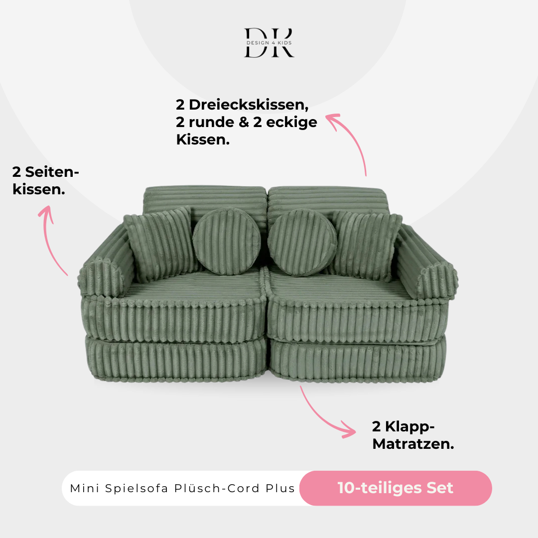 Design4Kids Mini Spielsofa Jewel Plüsch-Cord Plus