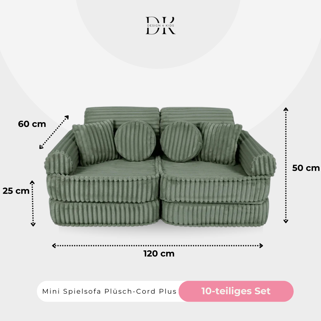 Design4Kids Mini Spielsofa Jewel Plüsch-Cord Plus