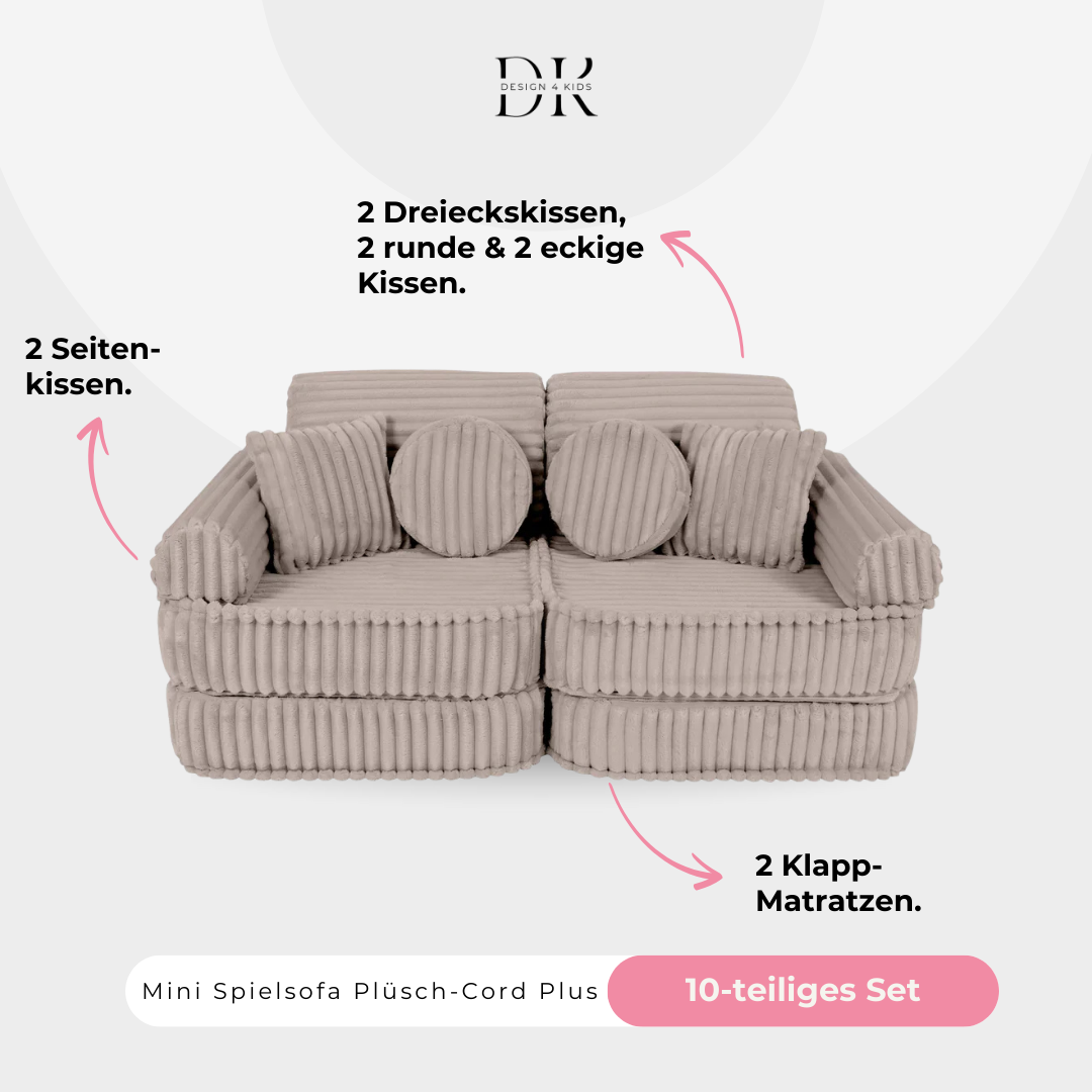 Design4Kids Mini Spielsofa Jewel Plüsch-Cord Plus