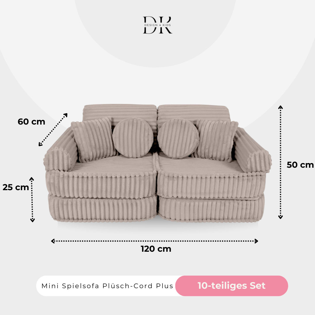 Design4Kids Mini Spielsofa Jewel Plüsch-Cord Plus