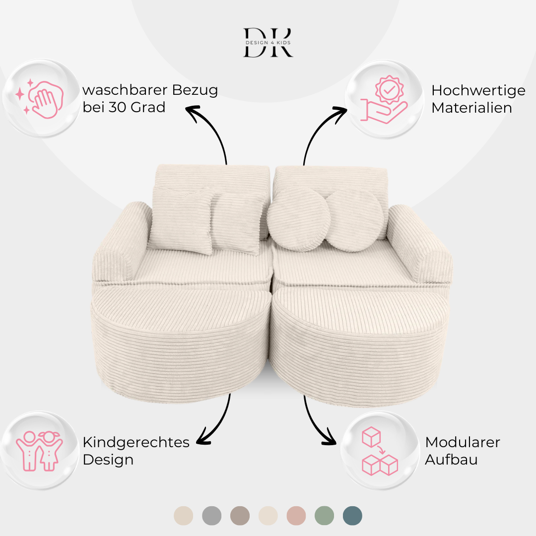Design4Kids Mini Spielsofa Jewel Cord Max